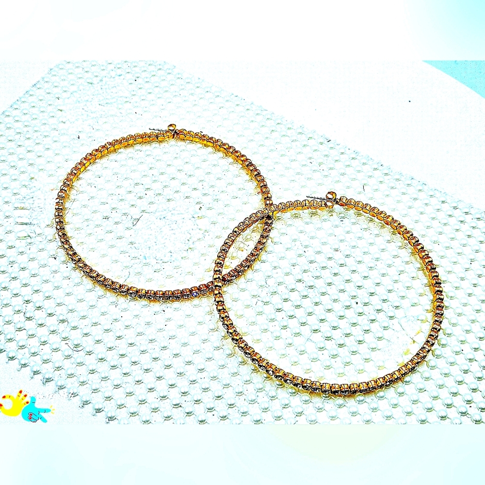 3mm Rhinestone Hoops - Picture 9 of 9